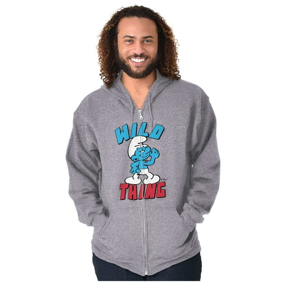 Hefty Smurf Tattooed Wild Thing Funny Zip Up Hoodie Men's Women's Brisco Brands S