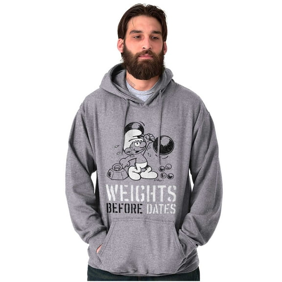 Hefty Smurf Weights Before Dates Gym Hoodie Hooded Sweatshirt Men Brisco Brands S