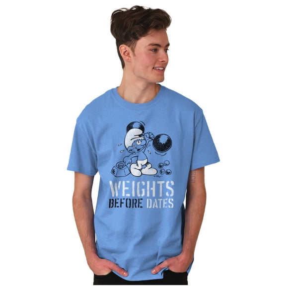 Hefty Smurf Weights Before Dates Gym Men's Graphic T Shirt Tees Brisco Brands M
