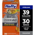 thumbnail image 1 of Hefty Steelsak Heavy Duty Large Trash Bags, Gray, Unscented, 39 Gallon, 30 Count, 1 of 1