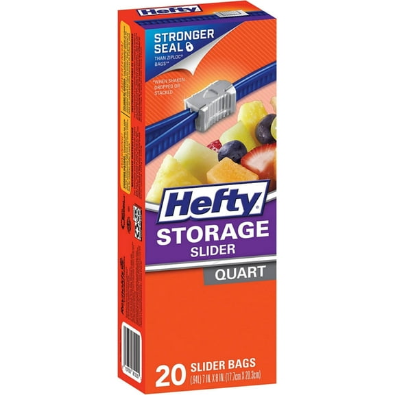 Hefty Storage Slider Bags, Quart 20 ea (Pack of 3)