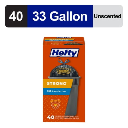 Hefty Strong Extra Large Trash Bags, 33 Gallon, 40 Count