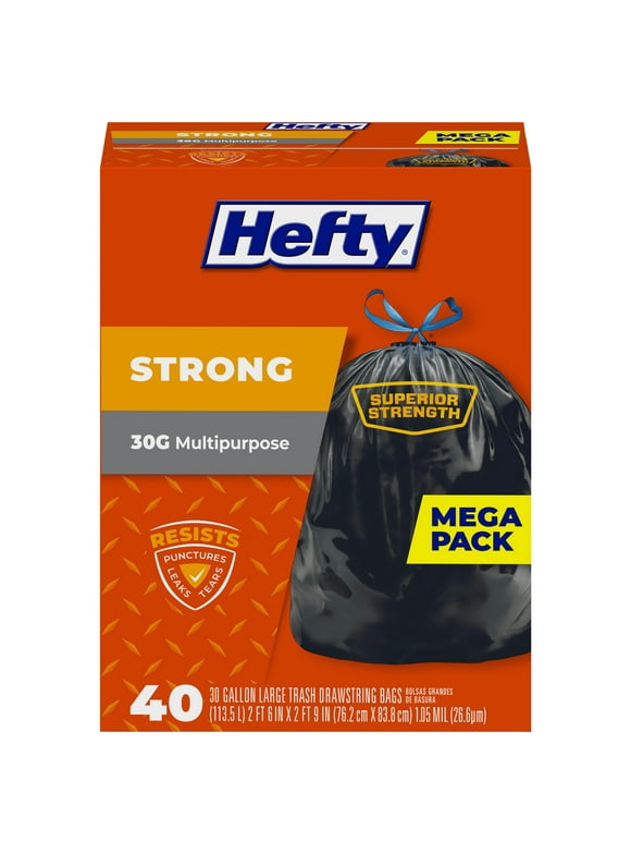 Hefty Strong Large Trash Bags, 30 Gallon, 40 Count