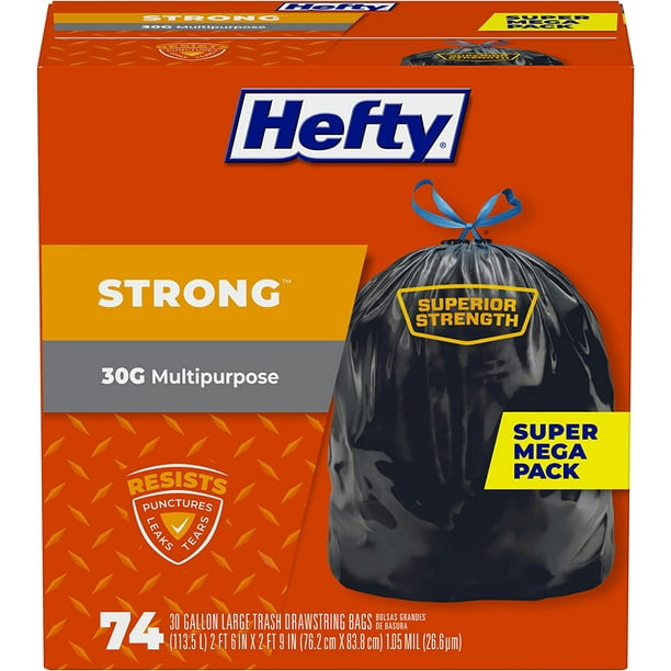 Hefty Strong Large Trash Bags, 30 Gallon, 74 Count Walmart Business