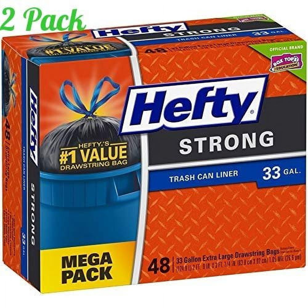 Hefty Strong Large Trash Bags 33 Gallon, 48 Count 2 Packs