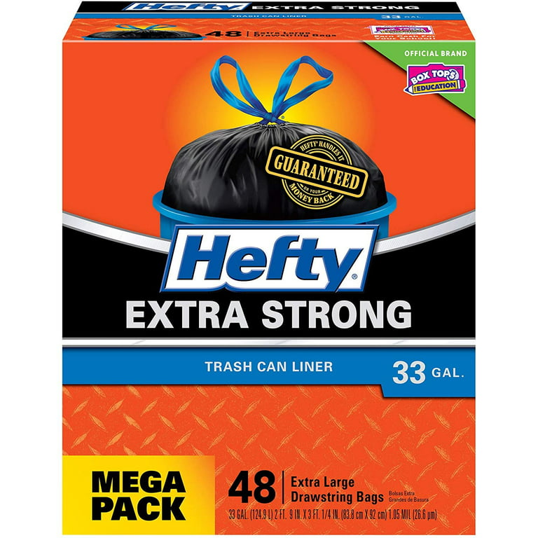  Hefty Strong Large Trash Bags - 33 Gallon, 48 Count : Health &  Household