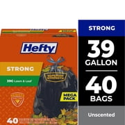 Hefty Strong Lawn & Leaf Trash Bags, 39 Gallon, 40 Count