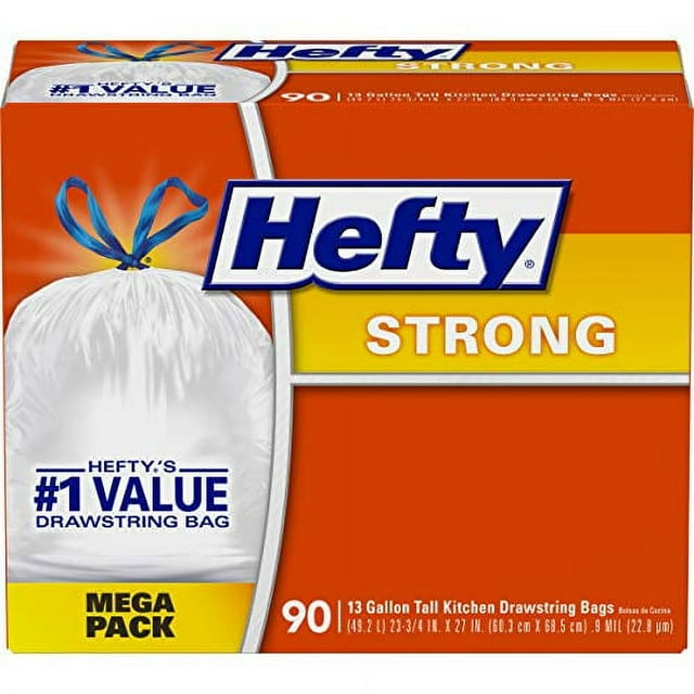 hefty strong tall kitchen trash bags unscented 13 gallon 90 count