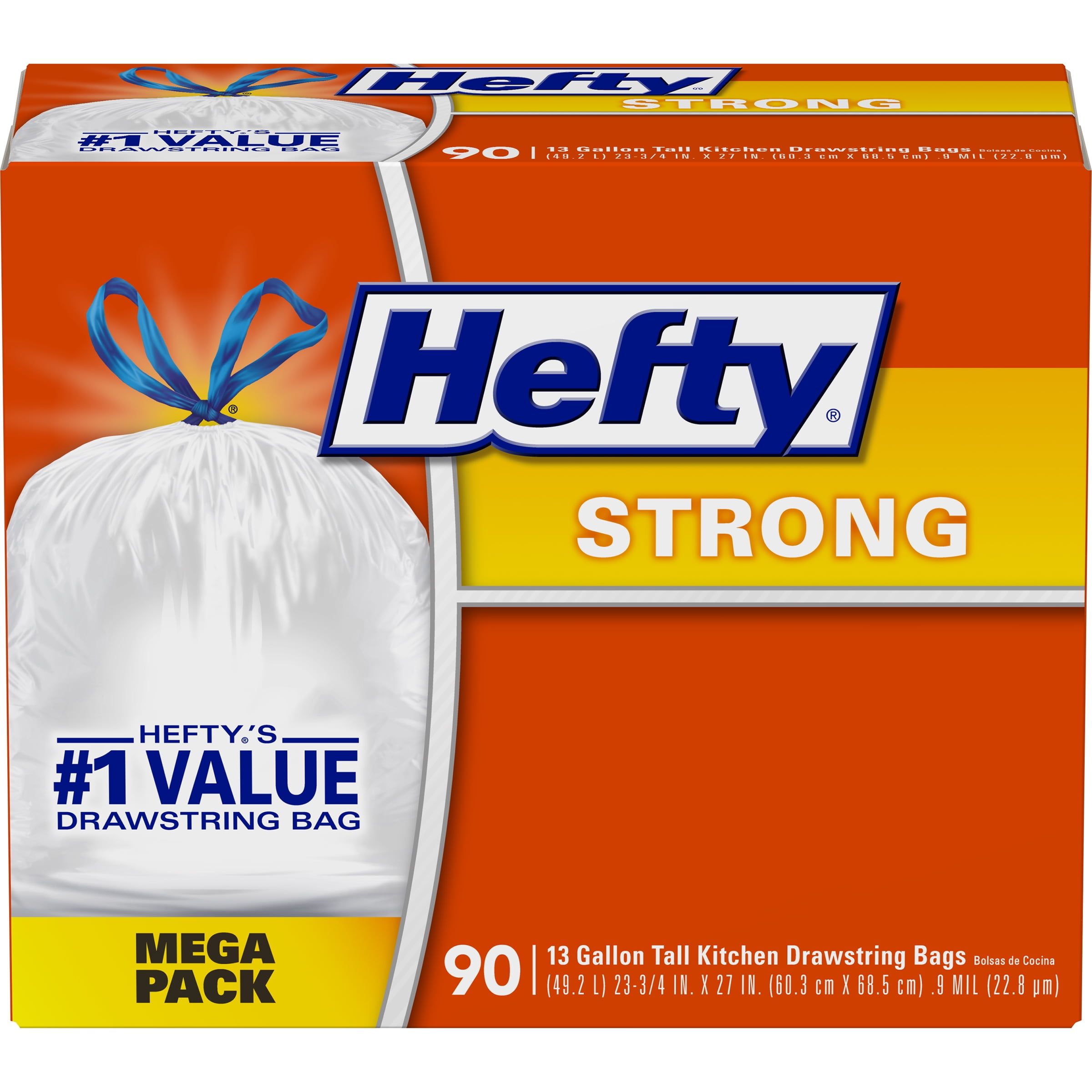 Hefty® Strong 13-Gallon Tall Kitchen Drawstring Trash Bags, 45 ct - Kroger