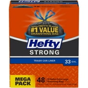 Hefty Strong 33 Gallon Trash Can Liners, 48 Count