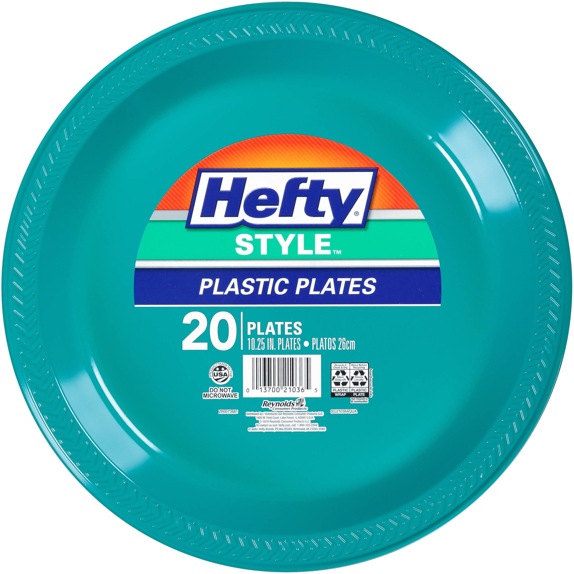Hefty Style Aqua Plastic Plates, 20 count