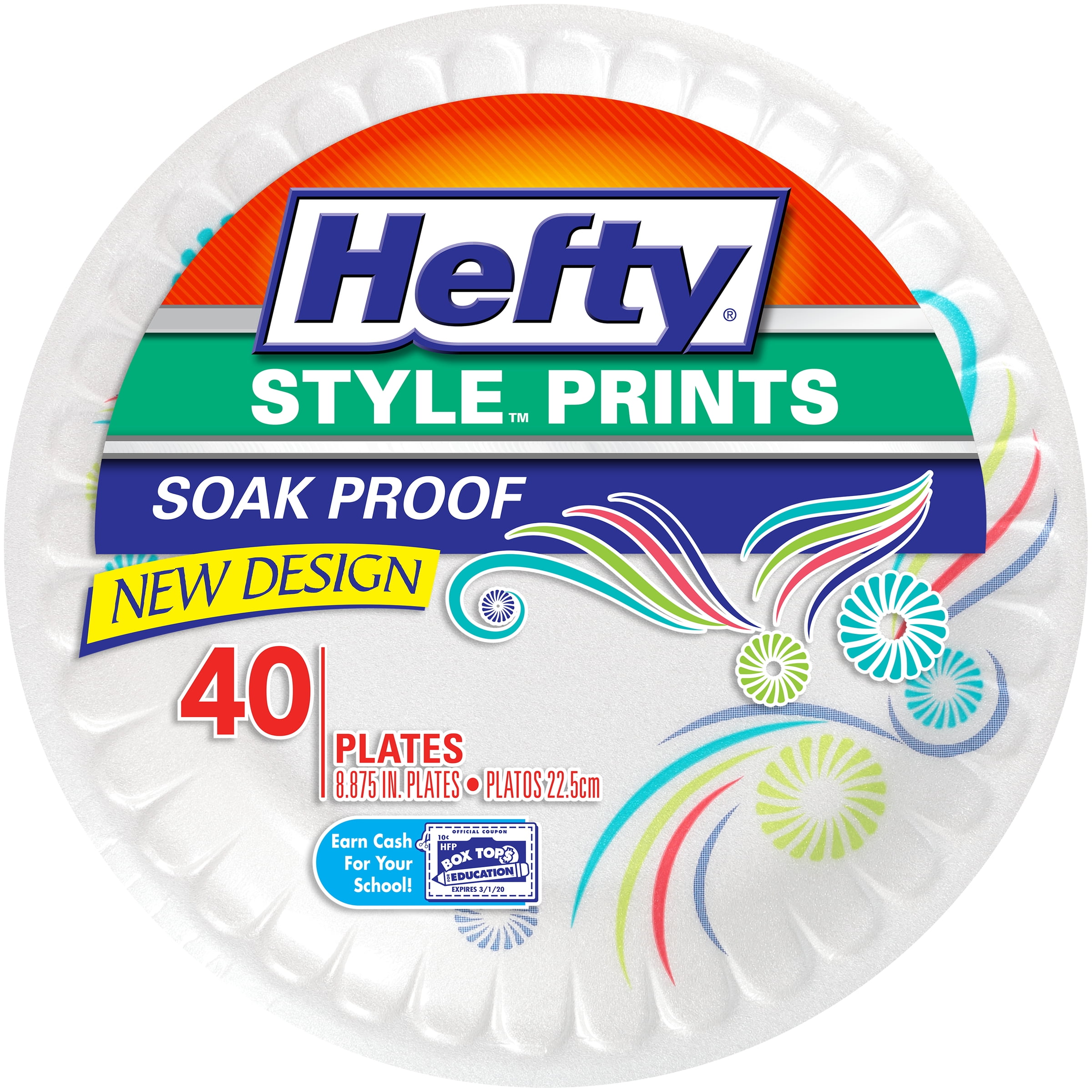 Hefty Style Small Foam Plates, Square, Red, 7 Inch, 40 Count 