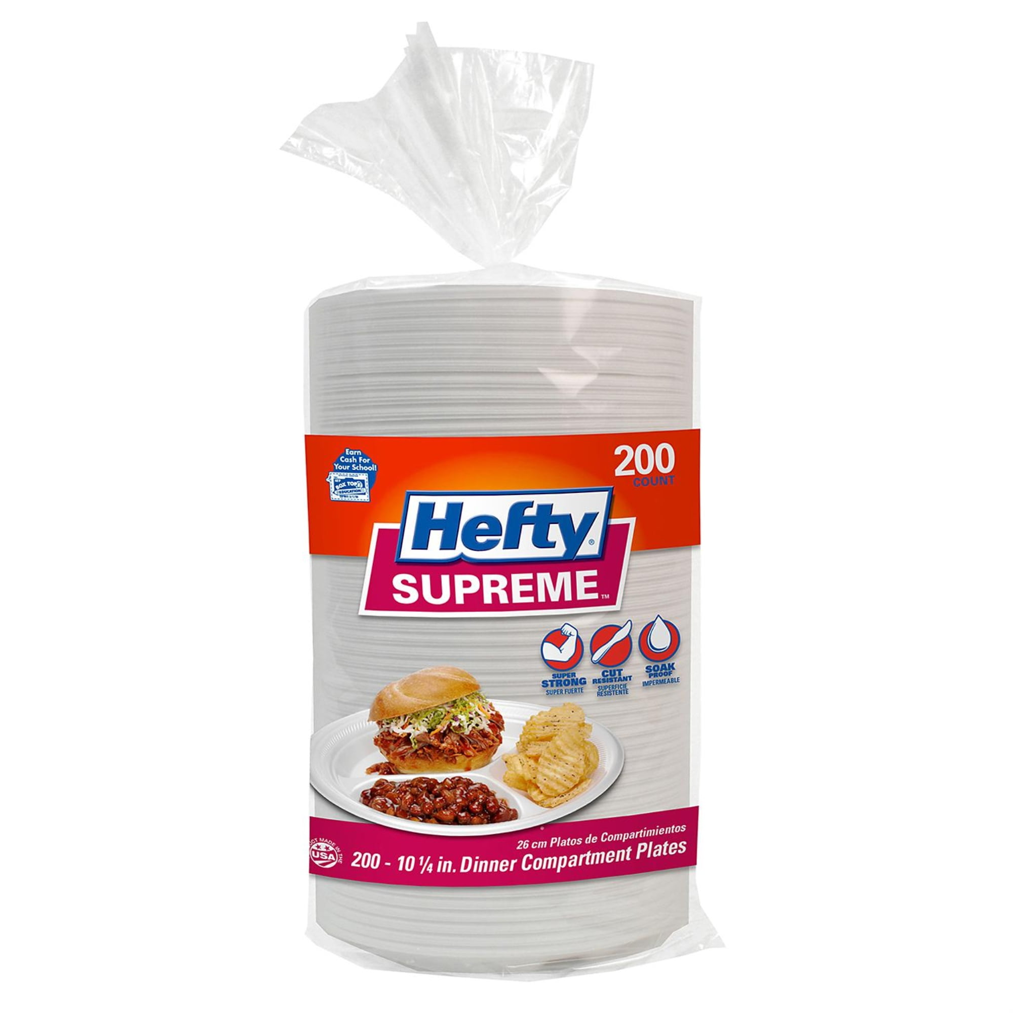 Hefty Supreme 3- Section 10 1 / 4 Foam Plate (200 Ct.) Wholesale, Cheap,  Discount, Bulk (1 - Pack) 