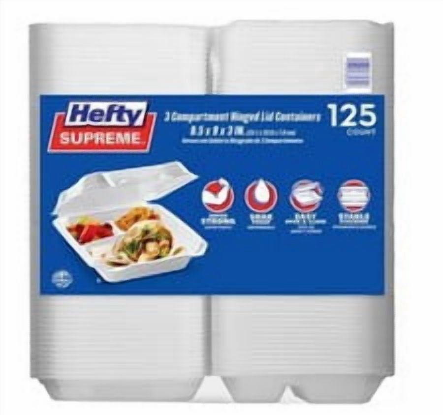Hefty Supreme Foam 3 Compartment HLC (125 ct.)