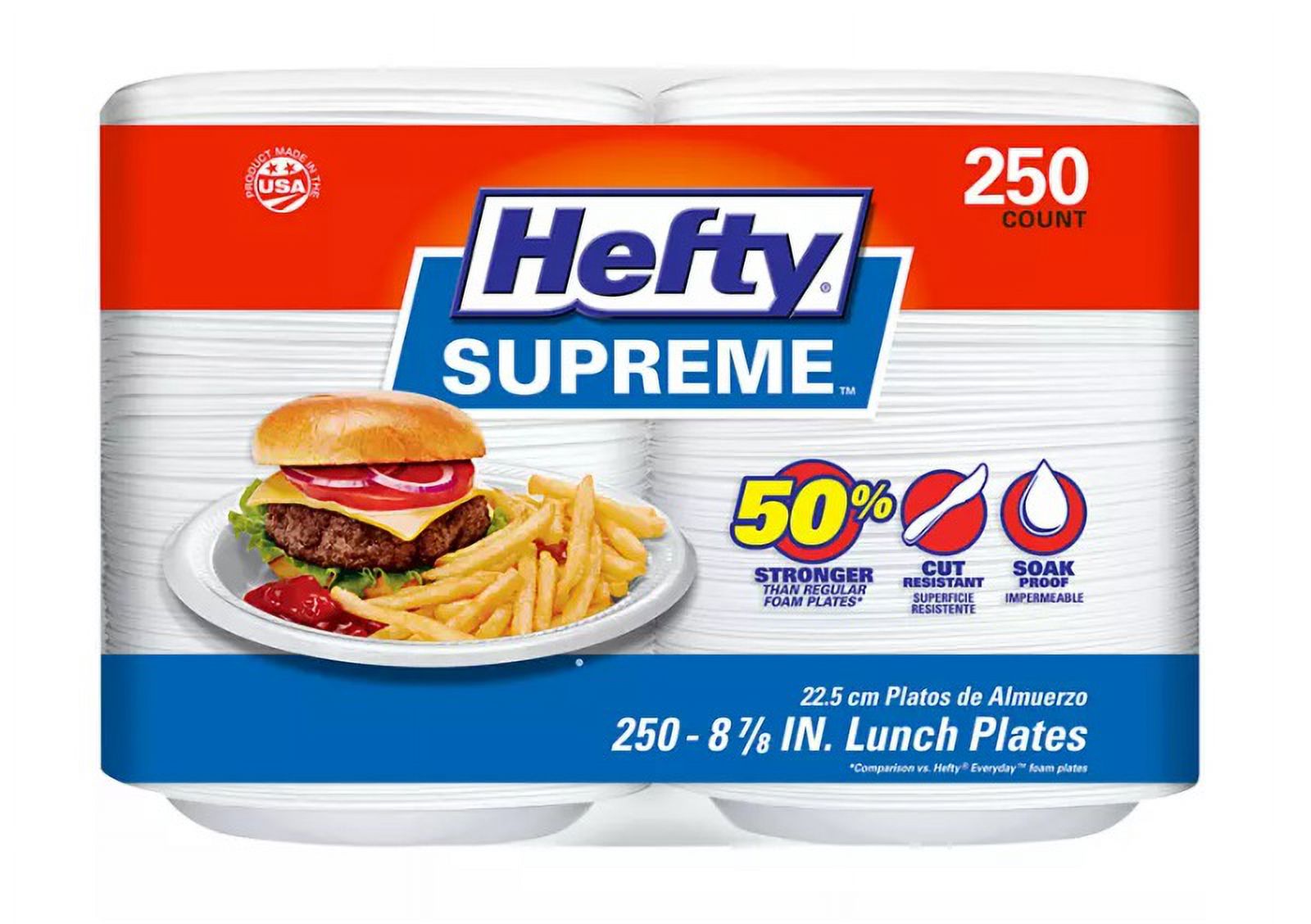 Hefty Supreme Foam Disposable Lunch Plates, 8 7/8" (250 ct.) - image 1 of 4
