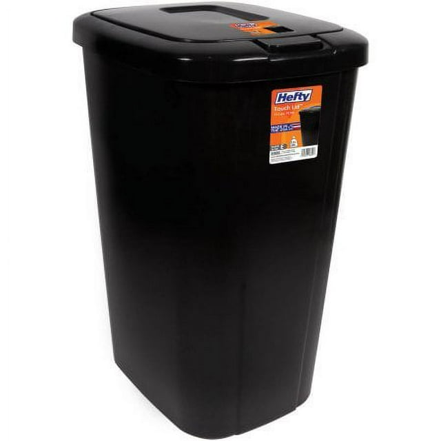 Hefty TouchLid 13.3Gallon Trash Can, Black, Holds 13.3 Gallons and 50