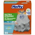 thumbnail image 1 of Hefty Ultra Strong 13 OKA4&nbsp;Gallon Bags, Tall Bags Made with Recovered Materials, Including Coastal Plastic, Drawstring, Resists Leaks and Punctures, Gray, Seaside Breeze Scent, 80 Bags, 1 of 3