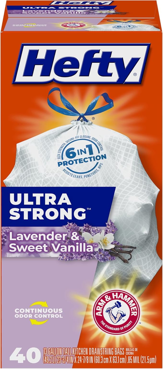 Hefty Ultra Strong 13 Gallon Trash Bags, Tall Kitchen Trash Bags 13 ...