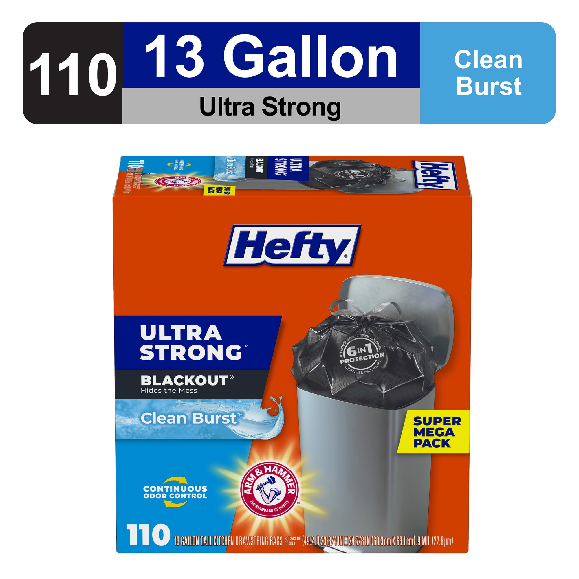 Hefty Hefty Ultra Strong 100-Pack 13-Gallon Clean Burst White Plastic Kitchen Trash Bag Hefty Hefty Ultra Strong 100-Pack 13-Gallon Clean Burst White Plastic Kitchen Trash Bag