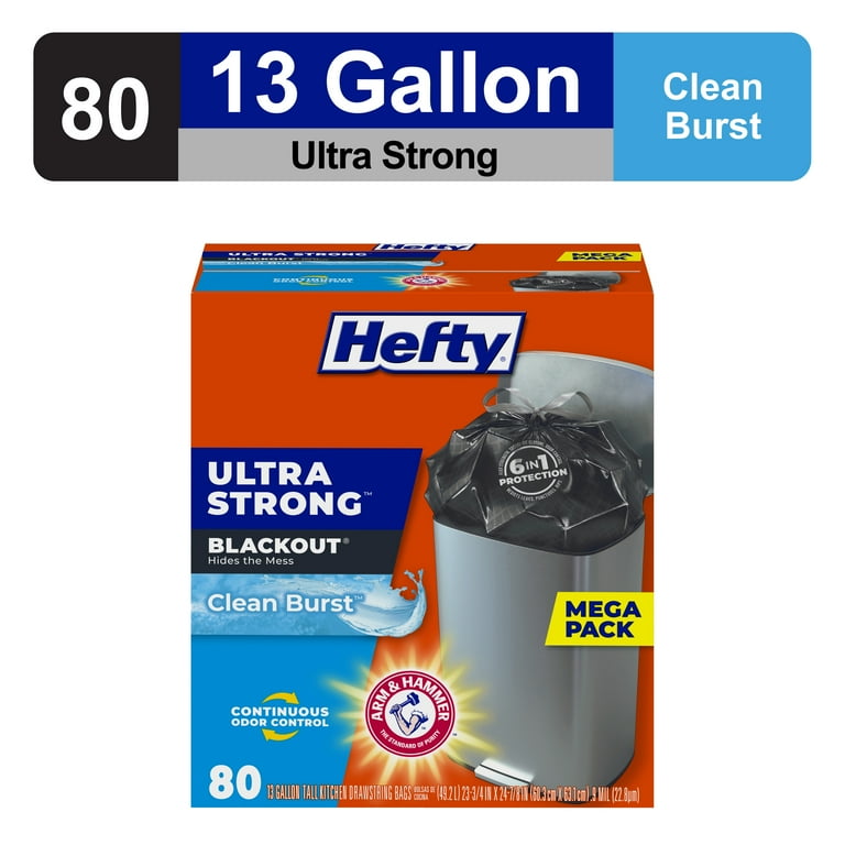 Hefty Hefty Ultra Strong 100-Pack 13-Gallon Clean Burst White Plastic Kitchen Trash Bag Hefty Hefty Ultra Strong 100-Pack 13-Gallon Clean Burst White Plastic Kitchen Trash Bag
