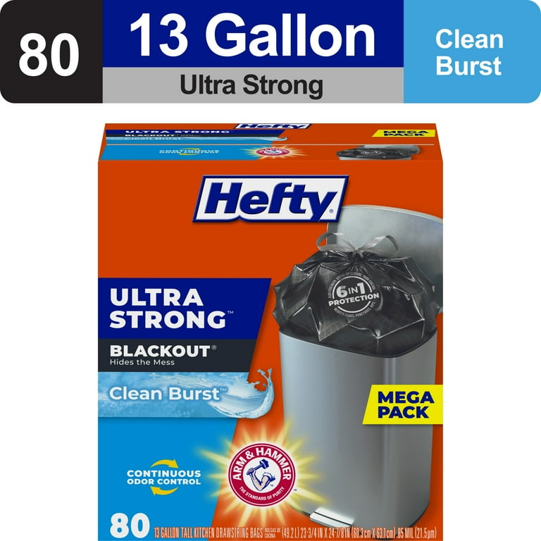 Hefty Hefty Ultra Strong 100-Pack 13-Gallon Clean Burst White Plastic Kitchen Trash Bag Hefty Hefty Ultra Strong 100-Pack 13-Gallon Clean Burst White Plastic Kitchen Trash Bag