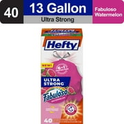 Hefty Ultra Strong 13 gallon Trash Bags, Tall Kitchen Trash Bags, Pink, Fabuloso Watermelon Scent, 40 Bags