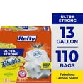 thumbnail image 1 of Hefty Ultra Strong 13 Gallon Trash Bags, Tall Kitchen Trash Bags, White, Fabuloso Lemon Scent, 110 Bags, 1 of 11