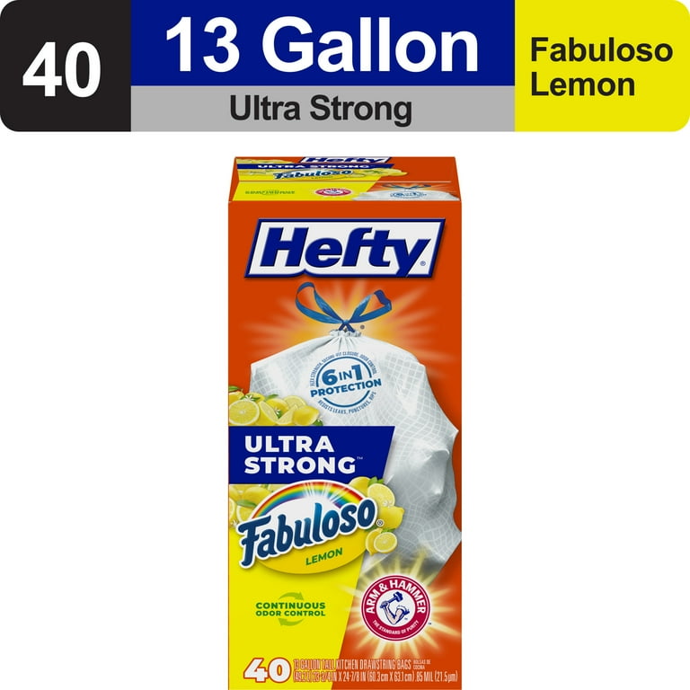 Hefty Hefty Ultra Strong Drawstring Tall Kitchen 40-Pack 13-Gallon Clean Citrus White Plastic Kitchen Trash Bag Hefty Hefty Ultra Strong Drawstring Tall Kitchen 40-Pack 13-Gallon Clean Citrus White Plastic Kitchen Trash Bag