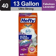 Hefty Ultra Strong 13 gallon Trash Bags, Tall Kitchen Trash Bags, White, Fabuloso Scent, 40 Bags