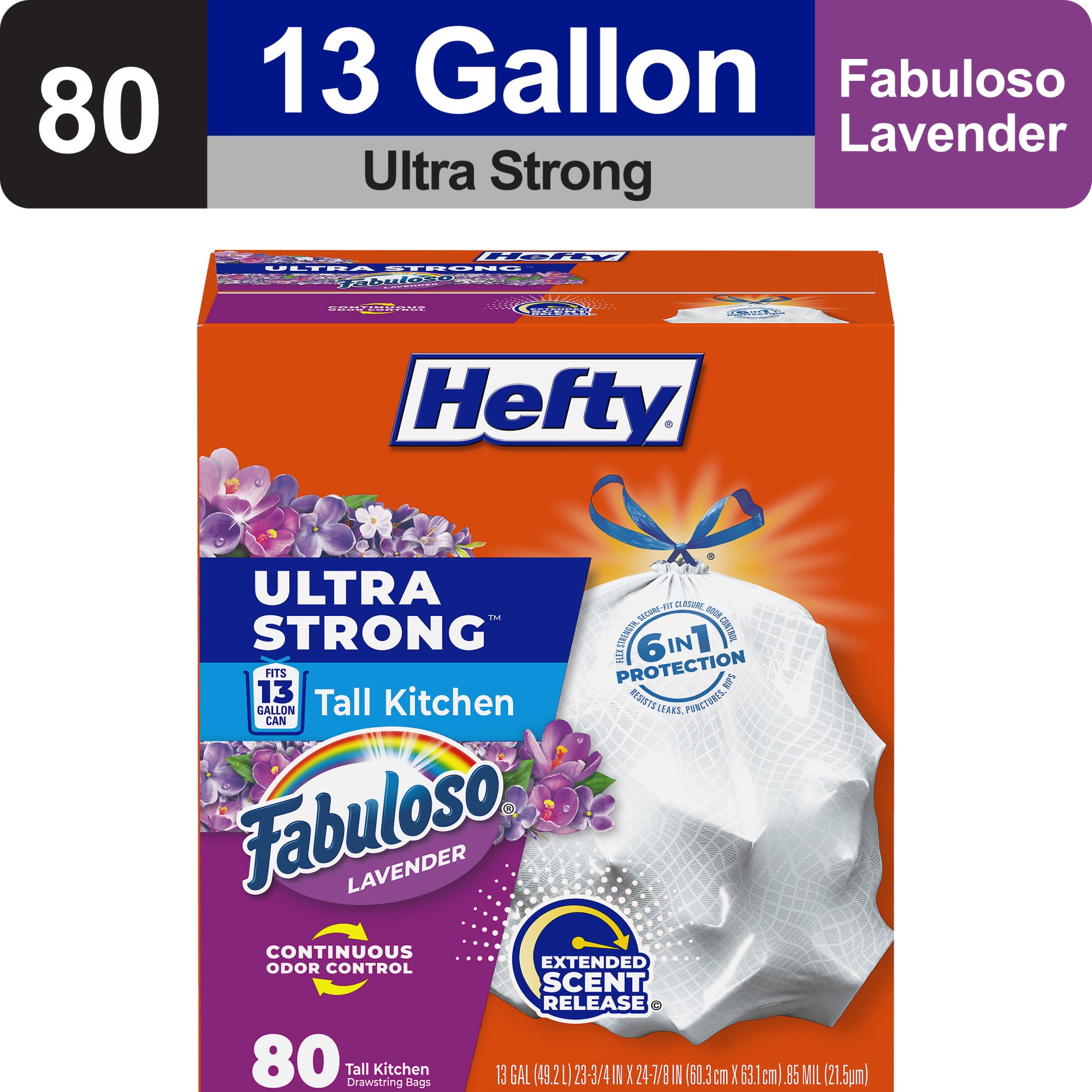 Hefty Ultra Strong Tall Kitchen Trash Bags Blackout Clean Burst 13 Gallon 110 Count