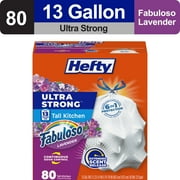 Hefty Ultra Strong 13 gallon Trash Bags, Tall Kitchen Trash Bags, White, Fabuloso Lavender Scent, 80 Bags