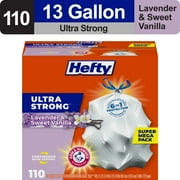 Hefty Ultra Strong 13 gallon Trash Bags, Tall Kitchen Trash Bags, White, Lavender and Sweet Vanilla Scent, 110 Bags