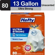 Hefty Ultra Strong 13 gallon Trash Bags, Tall Kitchen Trash Bags, White, Unscented, 80 Bags
