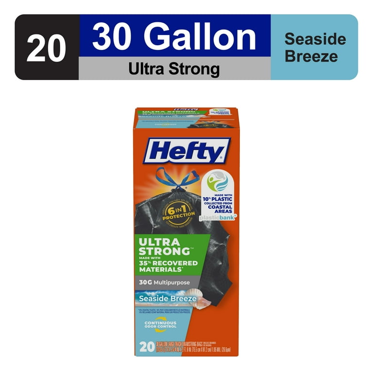 Hefty Ultra Strong 30 gallon Trash Bags, Multipurpose Large Trash