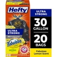 thumbnail image 1 of Hefty Ultra Strong 30 Gallon Trash Bags, Black Large Trash Bags, Fabuloso Lemon Scent, 20 Bags, 1 of 11