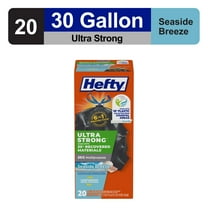 Hefty Ultra Strong 30 gallon Trash Bags, Multipurpose Large Trash Bags Made with Recovered Materials, Including Coastal Plastic, Black, Seaside Breeze Scent, 20 Bags