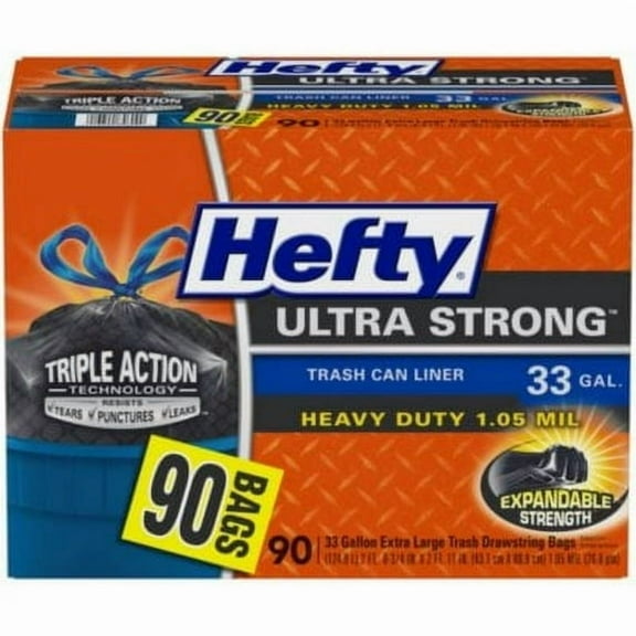 Hefty Ultra Strong Drawstring Trash Bags, Unscented (33 gal., 90 ct.)