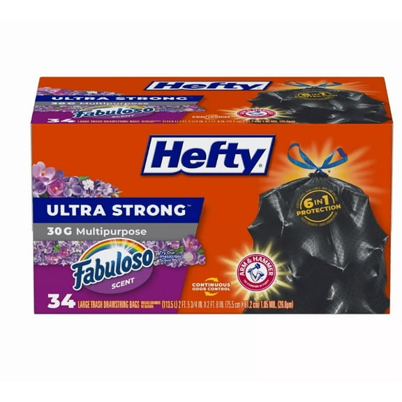 Hefty Ultra Strong Fabuloso 30gal Trash Bags - 34ct