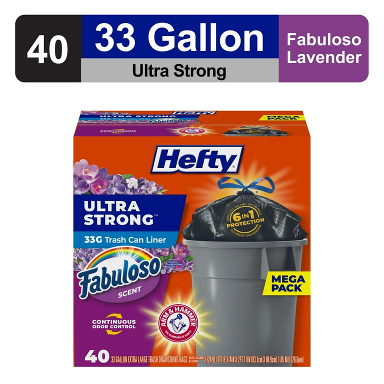 Hefty Ultra Strong 33 gallon Trash Bags, Large Trash Bags, Black