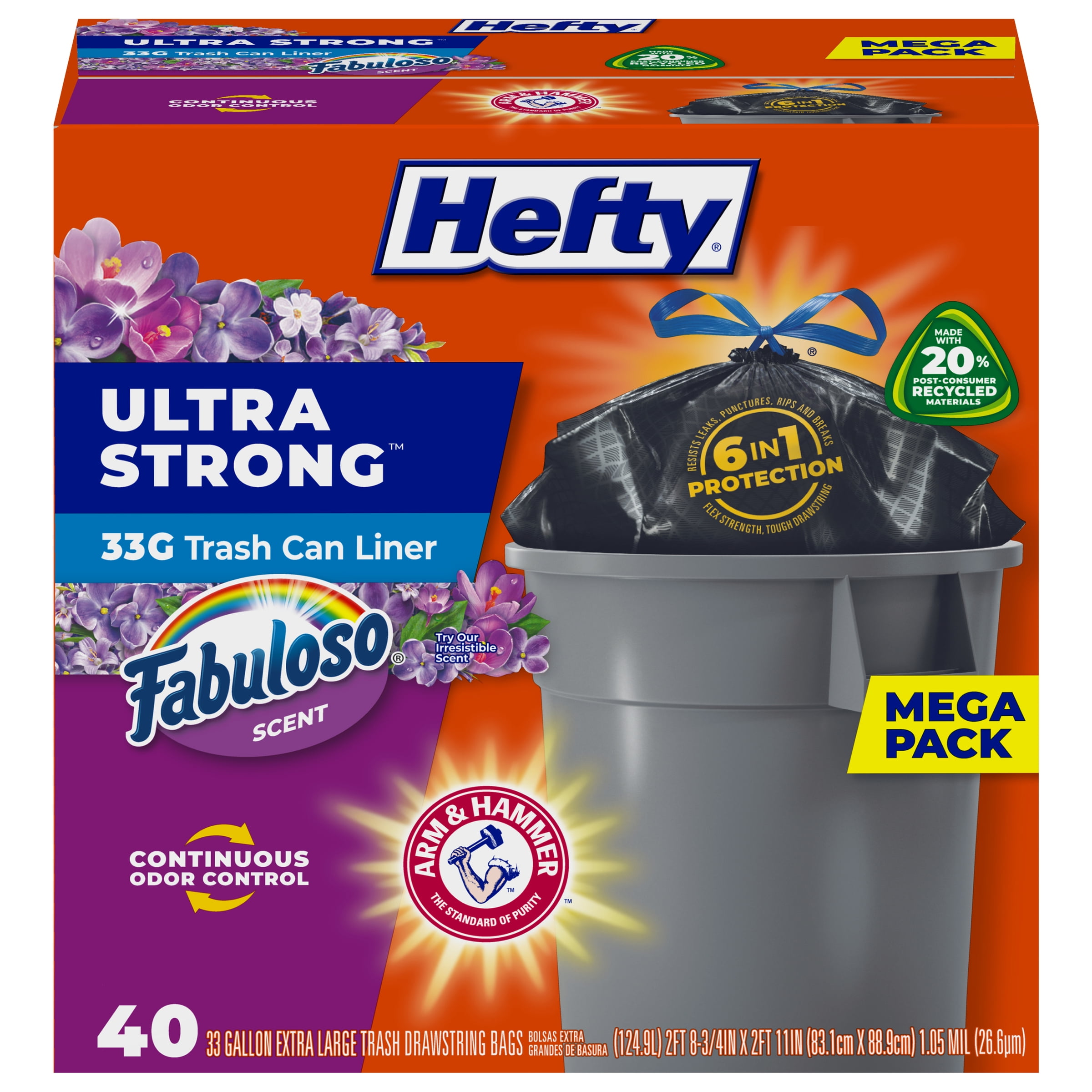 Hefty Ultra Stong 33 Gallon Trash Bags 90 ct