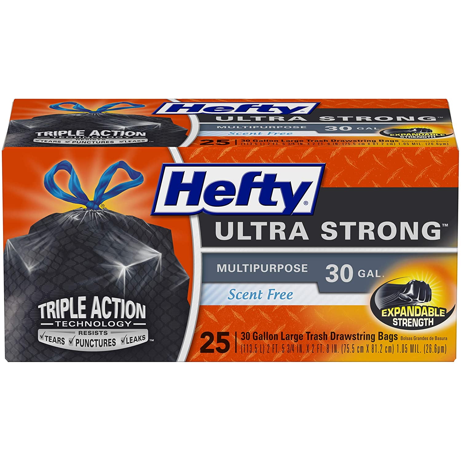 Hefty Ultra Strong Multipurpose Large Trash Bags, Black, 33 Gallon, 40 Ct  Unscen