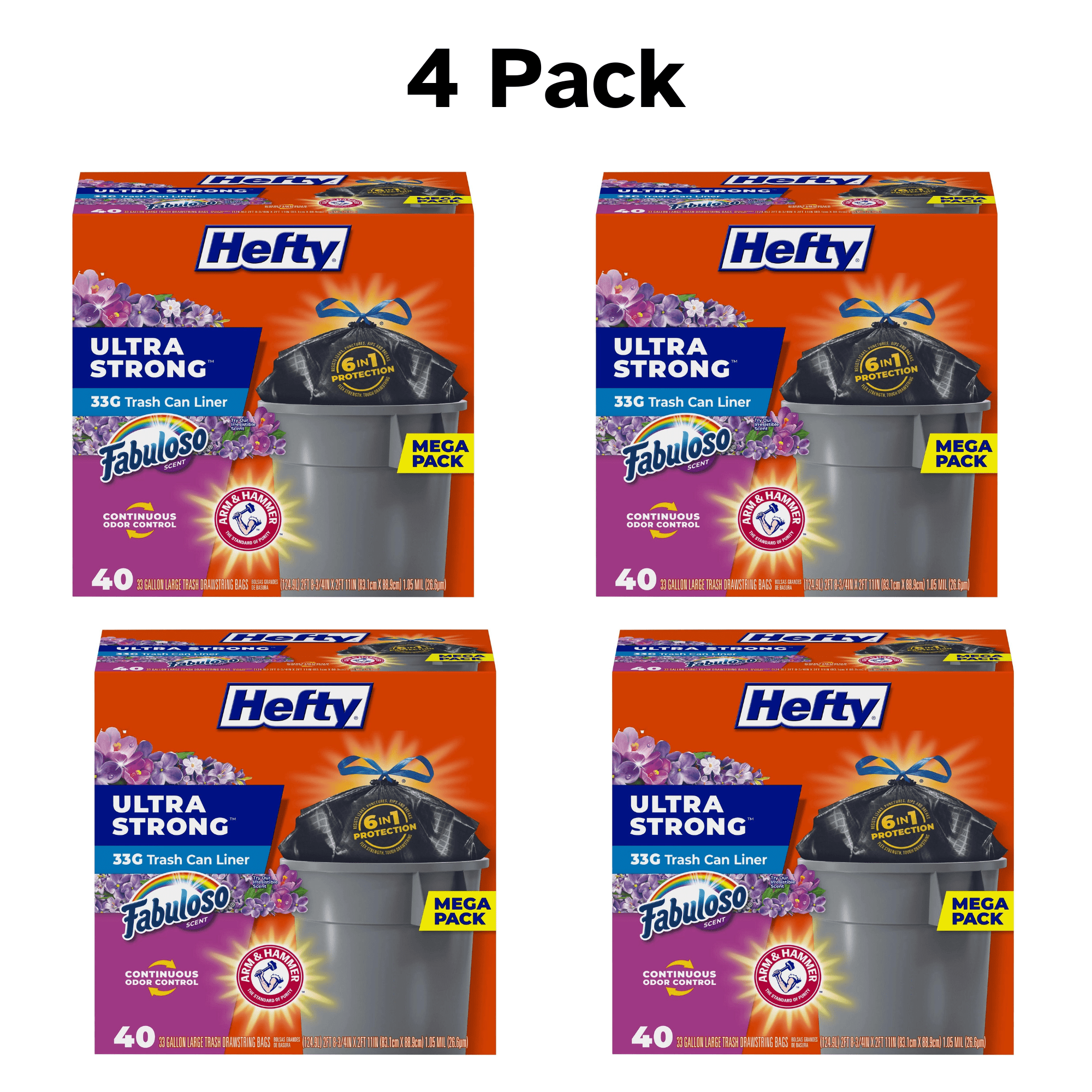 Hefty Ultra Strong Multipurpose Large Trash Bags, Black, Fabuloso Scent