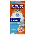 thumbnail image 1 of Hefty Ultra Strong SCH4&nbsp;13 Gallon Trash Bags, Tall Kitchen Trash Bags 13 Gallon Size, Drawstring Closure, Continuous Odor Control, White, Clean Burst Scent, 40 Bags, 1 of 3