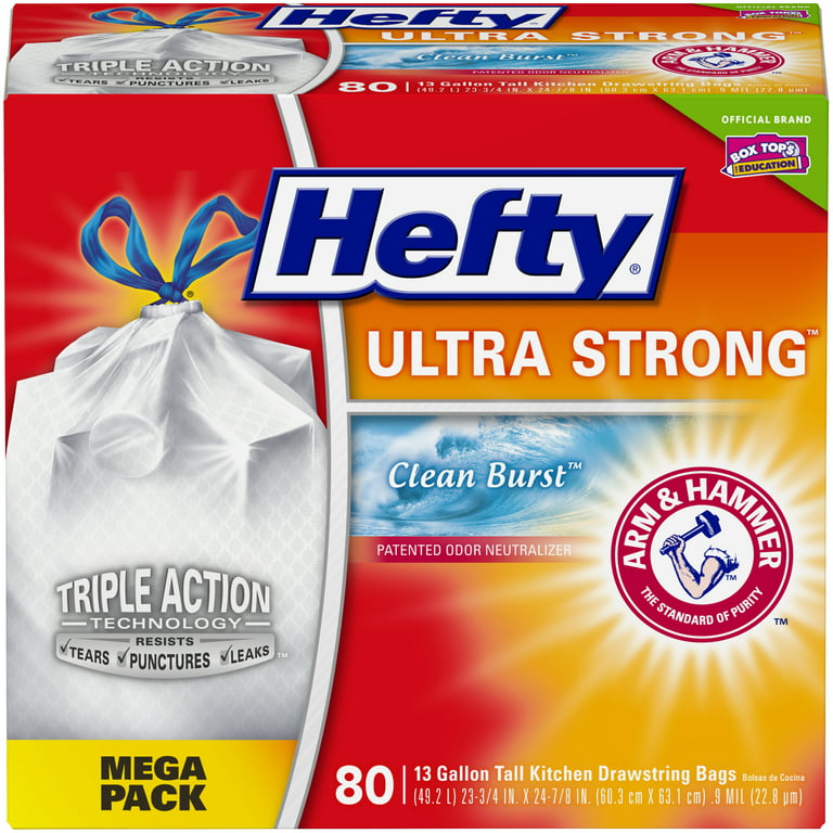 Hefty Ultra Strong Tall Kitchen Trash Bags, Clean Burst Scent, 13 Gallon,  40 Count - DroneUp Delivery