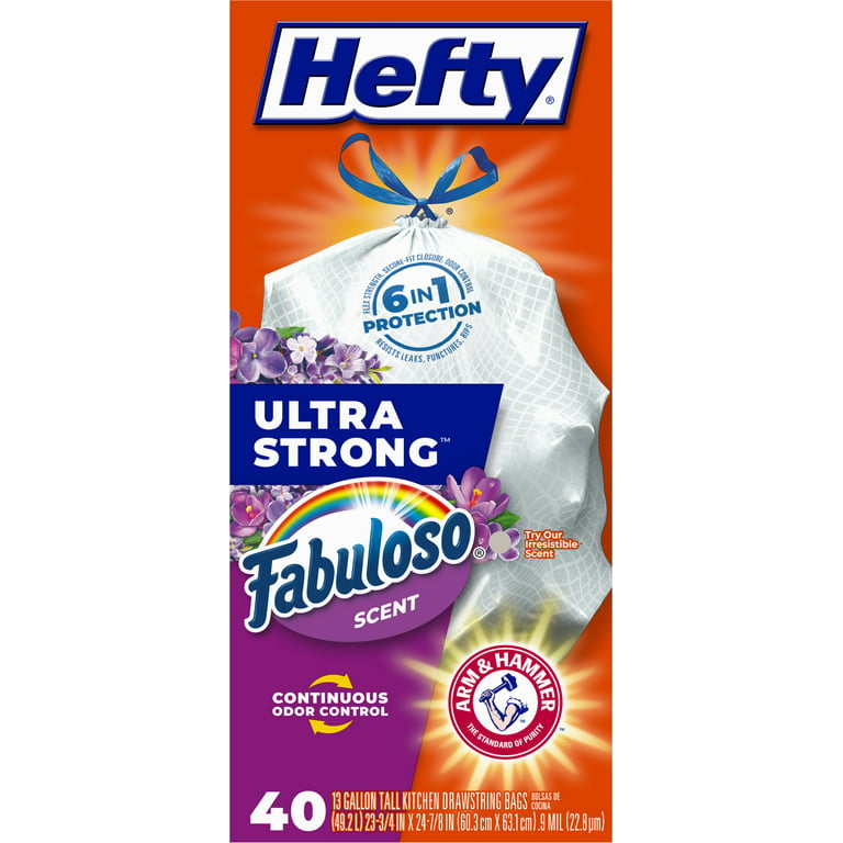Hefty Ultra Strong Tall Kitchen Trash Bags, Fabuloso Scent, 13