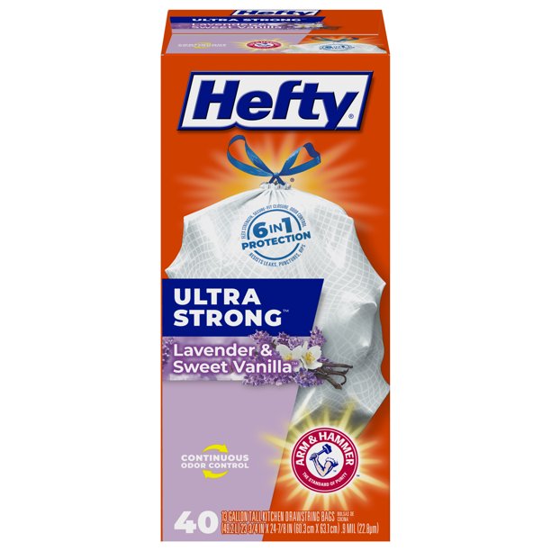 Hefty Ultra Strong Tall Kitchen Trash Bags, Lavender & Sweet Vanilla