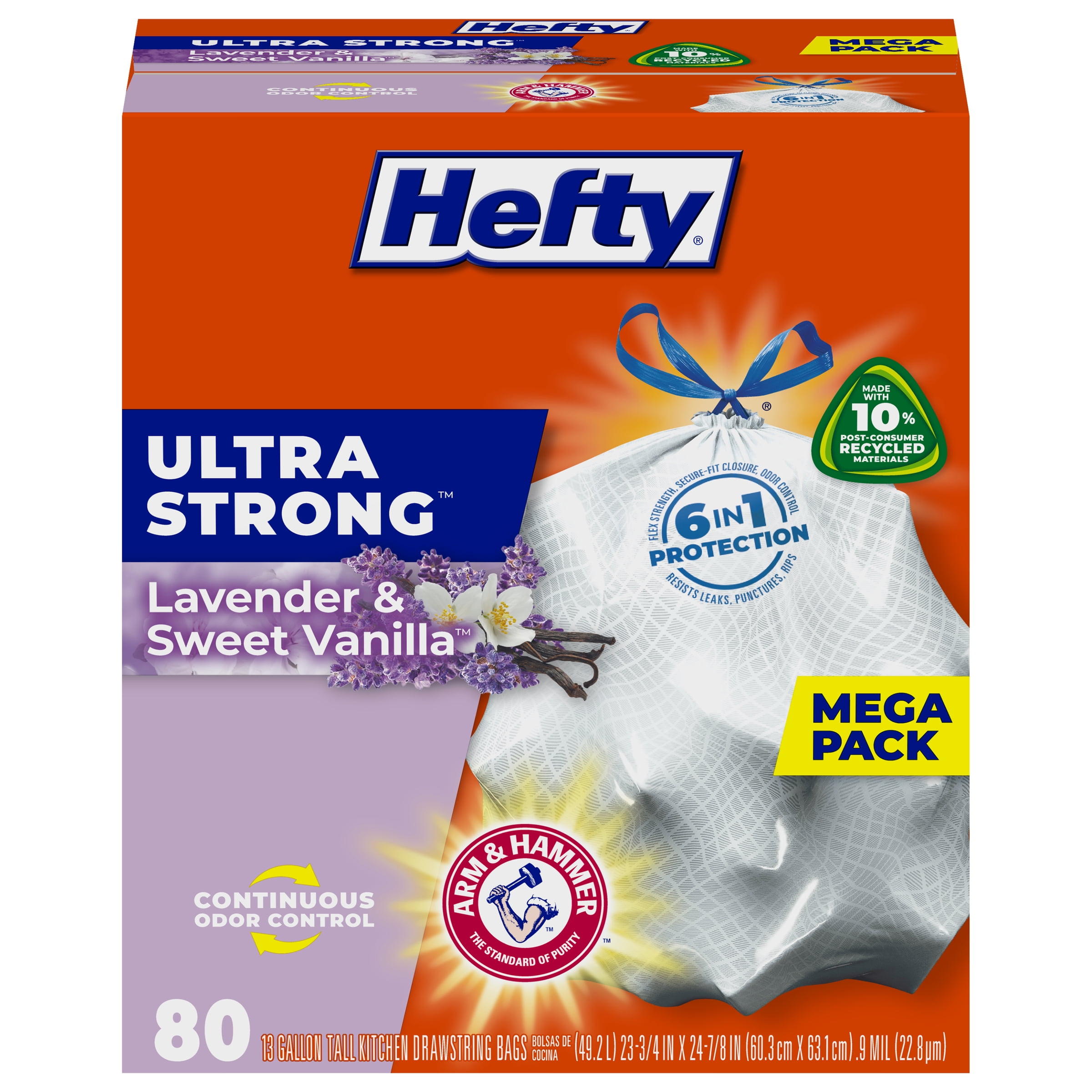 Hefty® Ultra Strong Lavender & Sweet Vanilla Tall 13 Gallon Kitchen  Drawstring Trash Bags, 80 ct - Fry's Food Stores