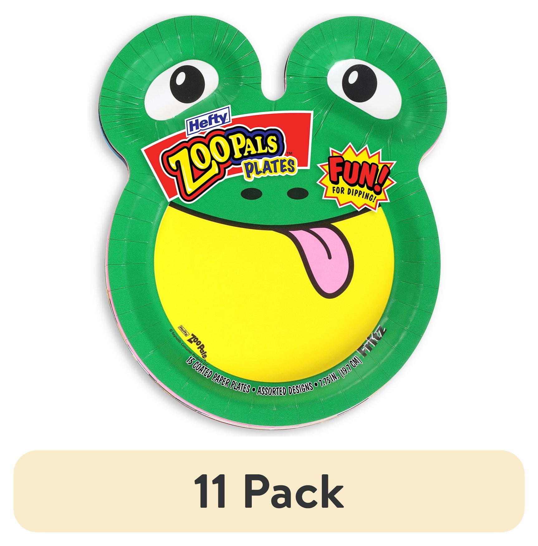 (11 pack) Hefty Zoo Pals Paper Plates for Kids, Assorted Animal Designs