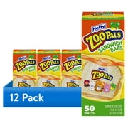 12 pack Hefty Zoo Pals Press to Close Sandwich Bags, 50 Count