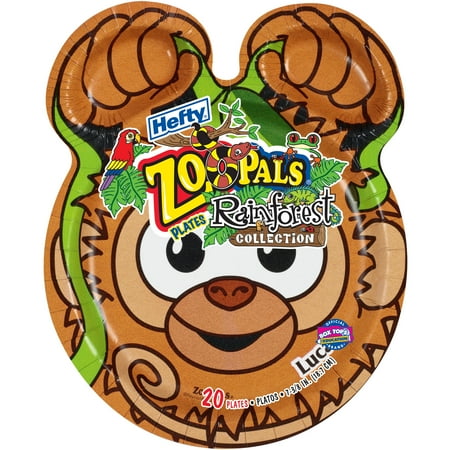 Hefty Zoo Pals Rainforest Collection Paper Plate, 20 Count
